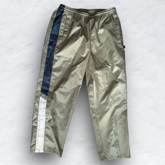 Nike Y2K Retro Vintage Olive Green Windbreaker Pants - Picture 1 of 5